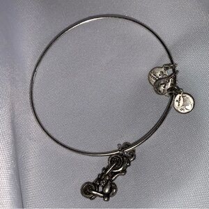 Alex and Ani Biker Chick Motorcycle Silver Charm Bangle Bracelet